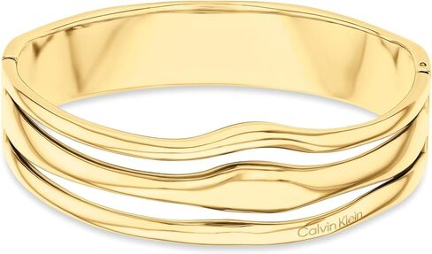 Calvin Klein Wavy Bangle Bracelet for Women - Stainless Steel with Hinge Closure - Modern Elegance - Premium Fashion Jewelry Accessory - Gift for Her in Saudi Arabia