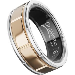 Smart Ring 1.0 for Men/Women, No Subsripition Fee, 7-8 Days Battery Life, HRV/Stress Monitoring/Sleep Track/Fitness for iOS and Android(Gloss Black & Silver, Size 14) in Saudi Arabia