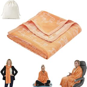 Compact Travel Blanket - Ultra Soft & Lightweight Knit Design Airplane Blanket, 53x72 Inch, Stylish Travel Shawl Wraps for Flights, Car,Travel Essentials, Gifts, Camping in Saudi Arabia
