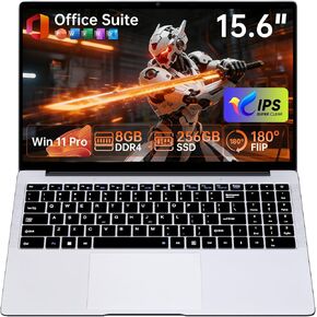 كمبيوتر محمول 15.6 بوصة، ذاكرة وصول عشوائي 8 جيجا بايت 256 جيجا بايت SSD Celeron N4000 (حتى 2.6 جيجا هرتز) كمبيوتر محمول Win 11 Office Suite FHD IPS sRGB Notebook 2.4G&5G WiFi BT 4.2 HDMI USB 3.0 بطارية 5000 مللي أمبير في الساعة للأعمال الطلابية المنزلية in Kuwait