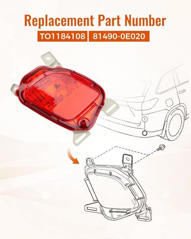 عاكس المصد الخلفي الأيسر مناسب لسيارة Toyota Highlander 2014 2015 2016 2017 2018 2019 ، استبدل TO1184108 81490-0E020 in Saudi Arabia