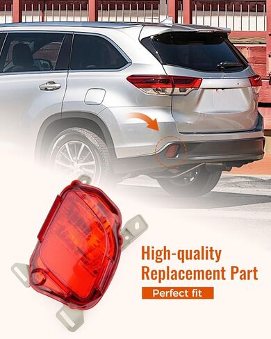 عاكس المصد الخلفي الأيسر مناسب لسيارة Toyota Highlander 2014 2015 2016 2017 2018 2019 ، استبدل TO1184108 81490-0E020 in Saudi Arabia