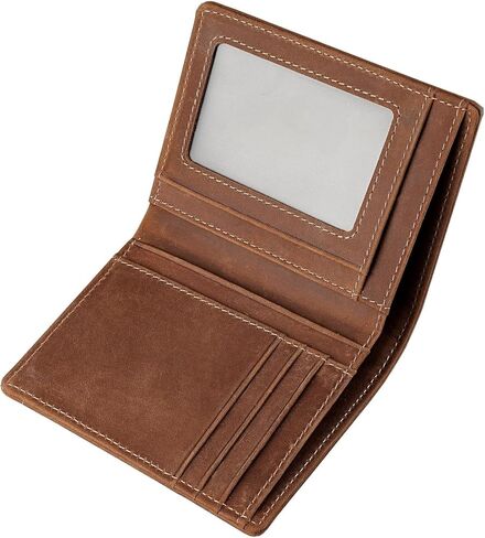 Bifold Vertical Wallet for Men, Slim Full-Grain Leather RFID Blocking Wallet with ID Window & 2 Cash Pockets – Front Pocket Vertical Bifold, 7 Card Slots, Gift Box (Coffee Brown) in Saudi Arabia