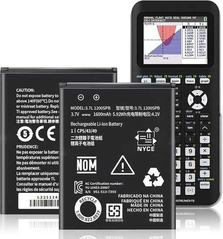 TI-84 Plus CE بطارية بديلة لتكساس إنسترومنتس TI-84 Plus CE، TI Nspire CX، CX II، TI Nspire CX CAS، CX CAS II الجزء رقم 3.7L1200SPA/1200SPB N:P11P35-11-N01 3.7 فولت 1600 مللي أمبير، مع أداة in Saudi Arabia