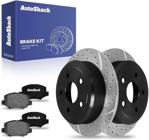 AutoShack Rear Brake Rotors Ceramic Brake Pads | Replacement for 2007-2017 Jeep Wrangler 2018 Wrangler JK 3.6L 3.8L V6 4WD RWD | 6-PC Brake Kit in Saudi Arabia