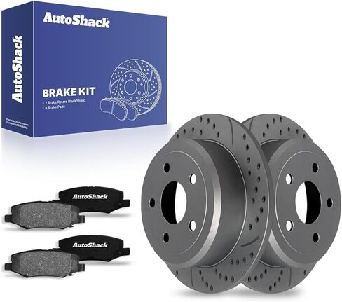 AutoShack Rear Brake Rotors Ceramic Brake Pads | Replacement for 2007-2017 Jeep Wrangler 2018 Wrangler JK 3.6L 3.8L V6 4WD RWD | 6-PC Brake Kit in Saudi Arabia