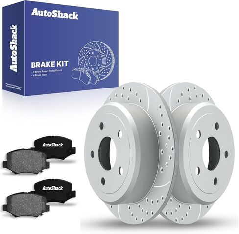 AutoShack Rear Brake Rotors Ceramic Brake Pads | Replacement for 2007-2017 Jeep Wrangler 2018 Wrangler JK 3.6L 3.8L V6 4WD RWD | 6-PC Brake Kit in Saudi Arabia
