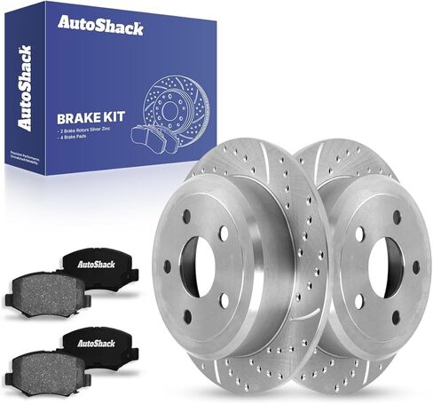 AutoShack Rear Brake Rotors Ceramic Brake Pads | Replacement for 2007-2017 Jeep Wrangler 2018 Wrangler JK 3.6L 3.8L V6 4WD RWD | 6-PC Brake Kit in Saudi Arabia