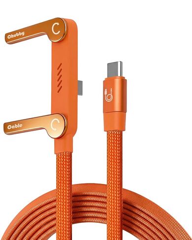 chubbycable StandLite 240W Braided Fast Charge Cable with Built-in Phone Stand T-Shaped Foldable Durable USB-C Cord 90 Degree USB C Cable Right Angle Multi-Functional Charger Cord, Black, 4.9FT in Saudi Arabia