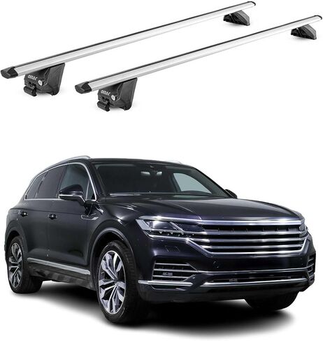 OMAC Roof Rack Cross Bars for VW Touareg 2018-2024 Heavy Duty-Lockable 220Lbs Aluminium Black 2Pcs fits Cargo Carriers Kayak Canoe Bike Snowboard in Saudi Arabia