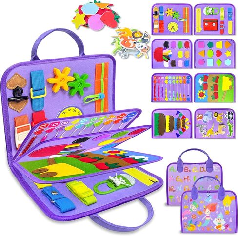 Exorany Busy Board Montessori Toys for Toddler Girl Birthday Gifts, Busy Book Sensory Learning Toys for Toddlers, Toddler Girl Airplane Car Travel Toy Educational Activities in Saudi Arabia