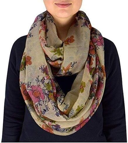 Peach Couture Paint The Town Red Cherry Blossom Floral Print Infinity loop Scarves in Saudi Arabia