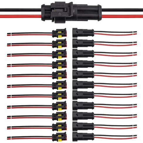 موصل JRready 2 Pin مقاوم للماء، موصلات أسلاك 16 AWG 2، موصلات كهربائية للسيارات بطريقة الذكور والإناث مع شهادة UL1015 للسيارات والشاحنات والقوارب والتطبيقات الاحترافية، 12 مجموعة in Saudi Arabia