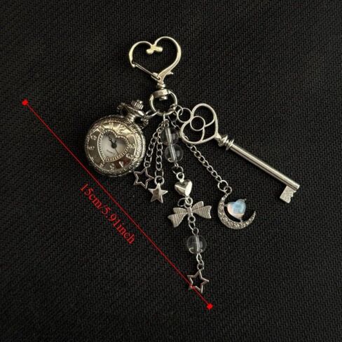 Hollow Heart Pocket Watch Keychain - Steampunk Vintage Necklace Pendant for Men and Women in Saudi Arabia