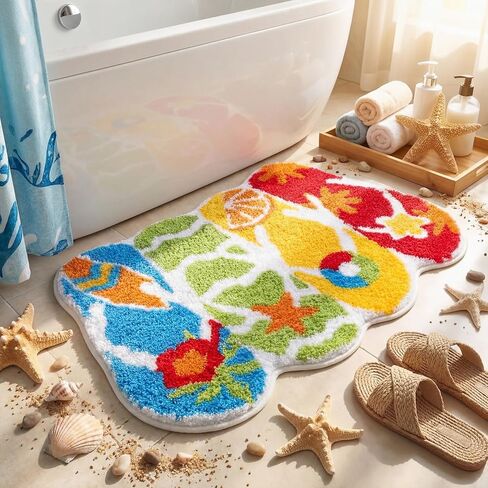 Tinideya Easter Bathroom Rug 17 x 29'' Spring Easter Rugs for Bathroom Bunny Eggs Fluffy Water Absorbent Bath Rug Farmhouse Non Slip for Holiday Kitchen Decoration in Saudi Arabia