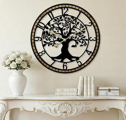 Large Wall Clocks for Living Room Decor, Metal Wall Clock Silent Non-Ticking Battery Operated Oversized Modern Gold Clocks for Bedroom,Office 17.8x29.5Inch in Saudi Arabia