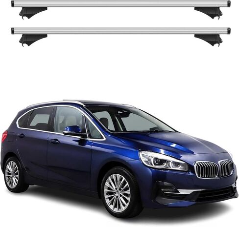 OMAC Roof Rack Cross Bars for BMW 2 Series F46 Gran Tourer 2014-2021 Lockable 165Lbs Aluminium Silver 2Pcs fits Cargo Carriers Kayak Canoe Bike Snowboard in Saudi Arabia