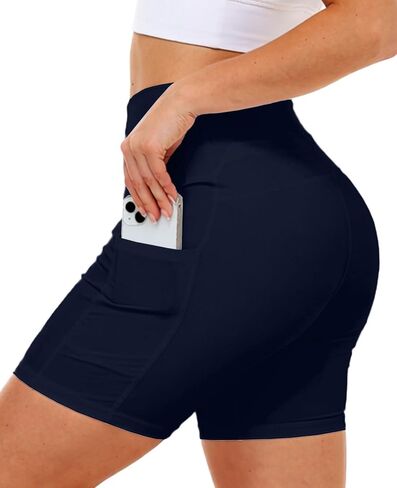 شورت Deerose النسائي لراكبي الدراجات النارية لليوجا مقاس 7 بوصات شورت سباحة قابل للتمدد للحماية من الشمس مع جيوب in Kuwait