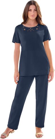 Roaman's Women's Plus Size Eyelet Cutout Tee in Saudi Arabia