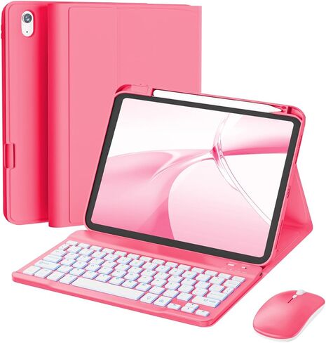حافظة لجهاز iPad Air مقاس 11 بوصة مع لوحة مفاتيح M3/M2 (2025/2024)، وماوس ولوحة مفاتيح لاسلكية قابلة للفصل، وإضاءة خلفية بـ 7 ألوان، وحافظة رفيعة مع حامل أقلام، أرجواني in Kuwait