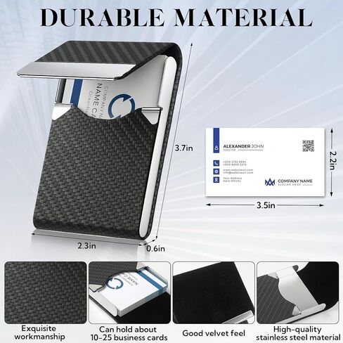 24 Pack Business Card Holder Case PU Leather Name Cards Holder RFID Blocking Credit Cards Carrier Metal Business Card Case with Magnetic Closure Business Card Wallet for Women or Men,Lychee Pattern in Saudi Arabia
