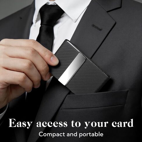 24 Pack Business Card Holder Case PU Leather Name Cards Holder RFID Blocking Credit Cards Carrier Metal Business Card Case with Magnetic Closure Business Card Wallet for Women or Men,Lychee Pattern in Saudi Arabia