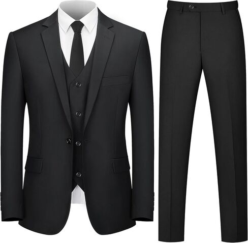 3 Piece Suits for Men Slim Fit Mens Suit for Business Wedding Party One Button Blazer Tuxedo Jacket Vest Pants in Saudi Arabia