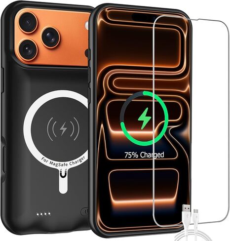 Battery Case for iPhone 13, 7000mAh Ultra-Thin Portable Protective Charging Case Rechargeable Extended Battery Pack Compatible with iPhone 13 (6.1 inch) External Charger Case (Black) in Saudi Arabia