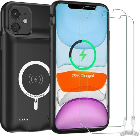 Battery Case for iPhone 13, 7000mAh Ultra-Thin Portable Protective Charging Case Rechargeable Extended Battery Pack Compatible with iPhone 13 (6.1 inch) External Charger Case (Black) in Saudi Arabia