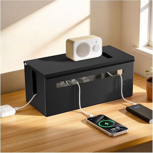 Metal Cable Management Box - Large Cable Organizer Box and Power Strip Box for Electrical Cord Hiding, Home Office Desk and Floor Cables Hider, TV Wires Storage Organization in Saudi Arabia