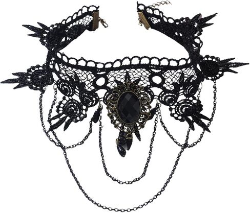 Gothic Necklace for Women Black Lariat Choker Necklace Adjustable Black Goth Necklace Halloween Party Jewelry in Saudi Arabia