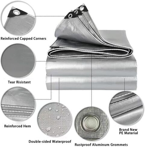 16 Mil Extra Thick Tarp 20x30 Ft | Premium Heavy Duty Waterproof | Universal Multi-Purpose Cover for Car, Boat, RV, Camping, Construction & Home Use in Saudi Arabia