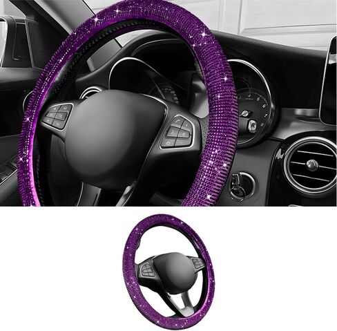 Car Steering Wheel Cover with Sparkly Rhinestones, Bling,Suitable for Most 14.5"-15" Pickup Trucks, SUV (Black) in Saudi Arabia