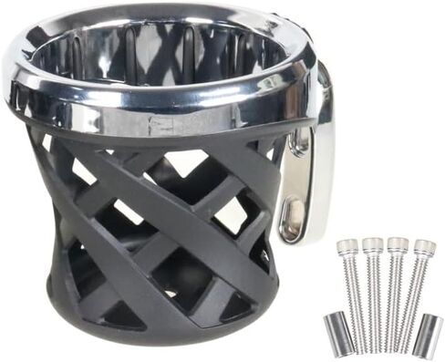 قطعة واحدة من حامل أكواب مقود الدراجة النارية العالمي، مادة البولي كربونات المتينة، متوافقة مع فات بوب، لو رايدر، ديلوكس، داينا، موديلات XL1200، GL1800 F6B حامل مشروب سهل التركيب (أسود، 85 مم) in Kuwait