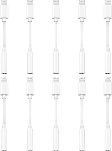 [معتمد من Apple MFi] 5 عبوات من محول مقبس سماعة الرأس Lightning إلى 3.5 مم، كابل صوت دونجل محول iPhone Aux متوافق مع iPhone 14 13 12 11 X XS 8 7 in Kuwait