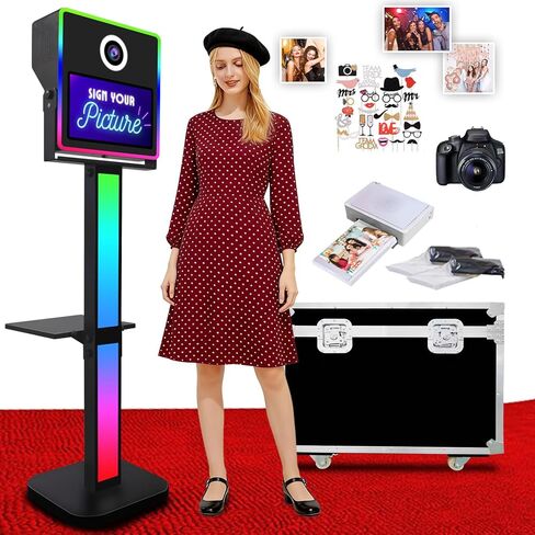 VANYA DSLR Photo Booth Machine، 15.6 بوصة شاشة تعمل باللمس مرآة صور كشك طباعة فورية DSLR Photobooth لتأجير الأعمال، الحفلات، عيد الميلاد، أحداث الزفاف (أبيض، بدون طابعة كاميرا) in Kuwait