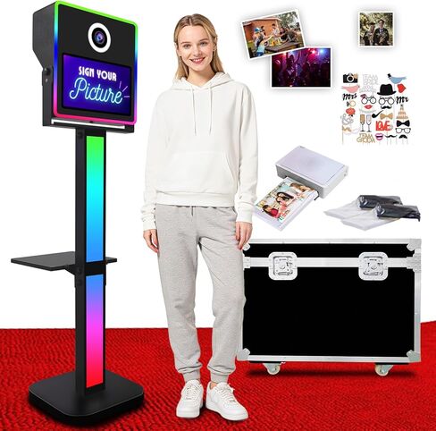 VANYA DSLR Photo Booth Machine، 15.6 بوصة شاشة تعمل باللمس مرآة صور كشك طباعة فورية DSLR Photobooth لتأجير الأعمال، الحفلات، عيد الميلاد، أحداث الزفاف (أبيض، بدون طابعة كاميرا) in Kuwait