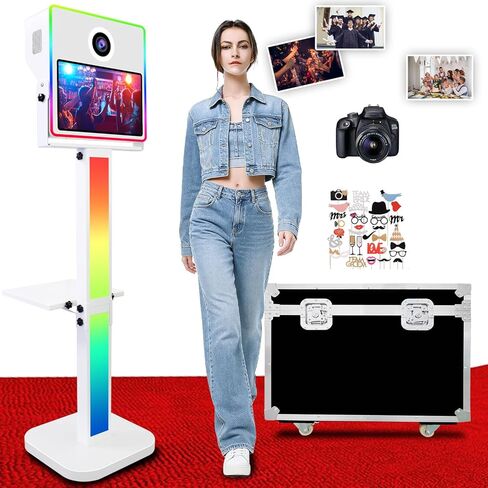 VANYA DSLR Photo Booth Machine، 15.6 بوصة شاشة تعمل باللمس مرآة صور كشك طباعة فورية DSLR Photobooth لتأجير الأعمال، الحفلات، عيد الميلاد، أحداث الزفاف (أبيض، بدون طابعة كاميرا) in Kuwait