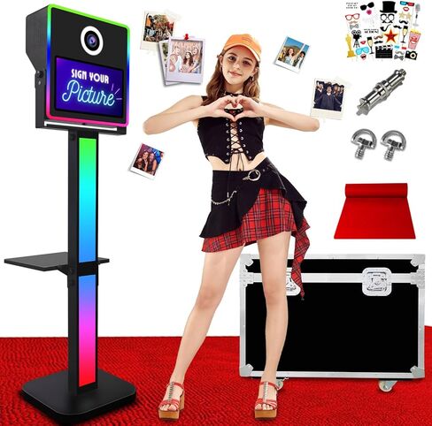 VANYA DSLR Photo Booth Machine، 15.6 بوصة شاشة تعمل باللمس مرآة صور كشك طباعة فورية DSLR Photobooth لتأجير الأعمال، الحفلات، عيد الميلاد، أحداث الزفاف (أبيض، بدون طابعة كاميرا) in Kuwait