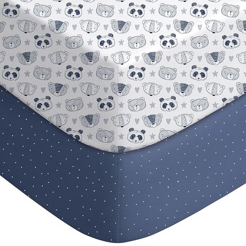 Yoofoss Pack and Play Sheets Fitted, Mini Crib Sheets 2-Pack for Pack N Play Mattress, Stretchy Playard Sheet, Soft and Breathable (Panda) in Saudi Arabia