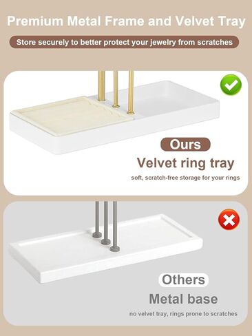 Pink Jewelry Organizer Stand, 3-Tier Necklace & Bracelet Holder with Velvet Ring Tray, Cute Aesthetic Jewelry Tree Storage Rack for Earrings & Rings – Perfect for Women & Girls in Saudi Arabia
