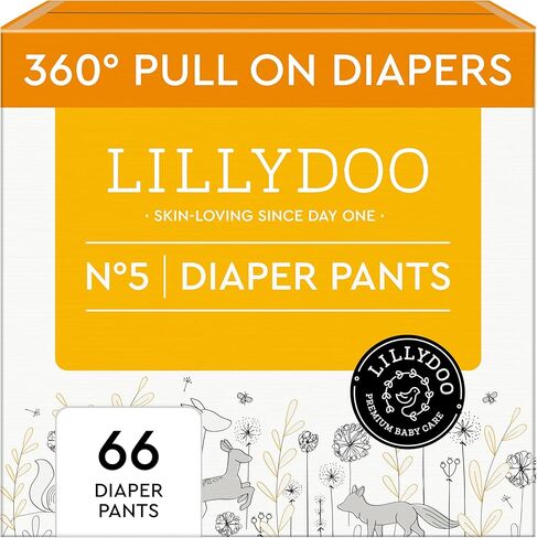 LILLYDOO Diaper Pants Toddlers - Size 4 (20-31 lbs), Half-Monthly Supply (75 Count), Skin-Friendly, Ultrasoft, Chlorine-Free, Snug Fit & Absorbent Pull On Diapers in Saudi Arabia