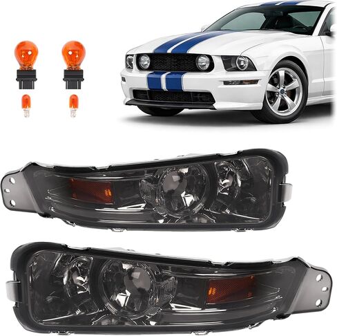 HECASA Pair Turn Signal Lights Compatible with 2005-2009 Ford Mustang Replacement for FO2521180 FO2520180 Front Bumper Lights Side Marker Lamps Plastic Left & Right Side Clear Lens Black Housing in Saudi Arabia