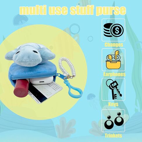 Turtle Coin Purse Keychain,Cute Plush Change Purse with Zipper Keychain,Kawaii Handmade Coin Pouches for Women(Green) in Kuwait