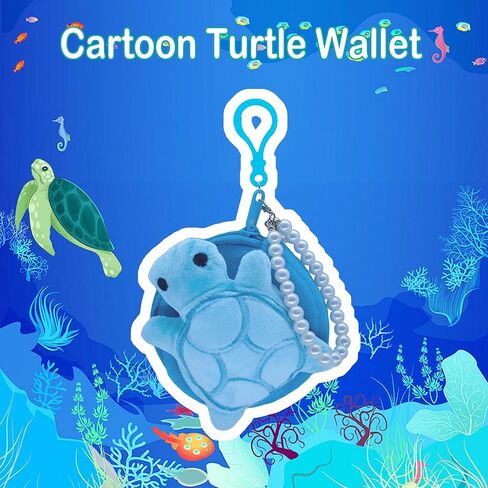 Turtle Coin Purse Keychain,Cute Plush Change Purse with Zipper Keychain,Kawaii Handmade Coin Pouches for Women(Green) in Kuwait