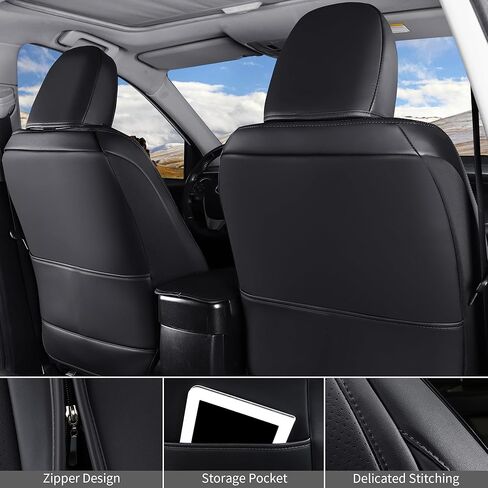 Huidasource Seat Covers for Ford Ranger 2019-2024, Front & Rear Full Set Seat Cover for Ranger XL XLT Lariat, Full Coverage Ranger Leather Seat Covers(Full Set/Black&Blue) in Saudi Arabia