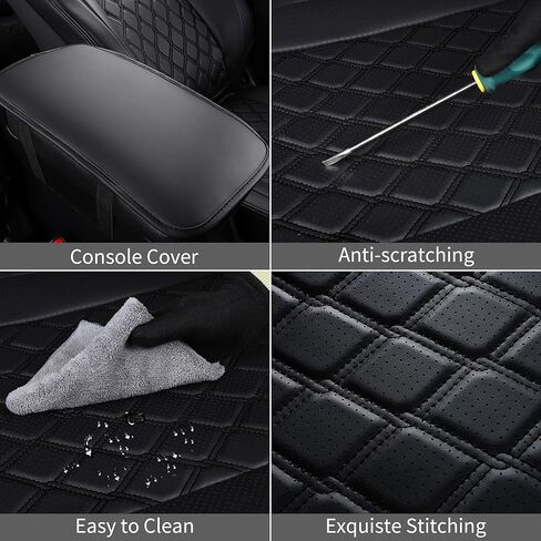 Huidasource Seat Covers for Ford Ranger 2019-2024, Front & Rear Full Set Seat Cover for Ranger XL XLT Lariat, Full Coverage Ranger Leather Seat Covers(Full Set/Black&Blue) in Saudi Arabia