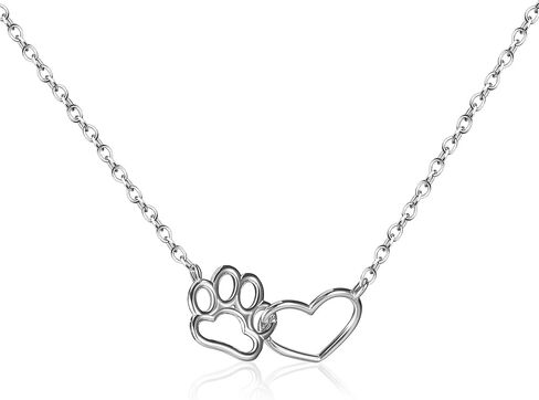 SUYACS 925 الفضة الاسترليني القط الكلب جرو الحيوانات الأليفة مخلب طباعة القلائد للنساء لذيذ 14K الذهب مطلي الحب القلب قلادة قلادة جوفاء الحيوان مخلب سحر سلسلة مجوهرات هدايا عيد ميلاد لابنة in Kuwait