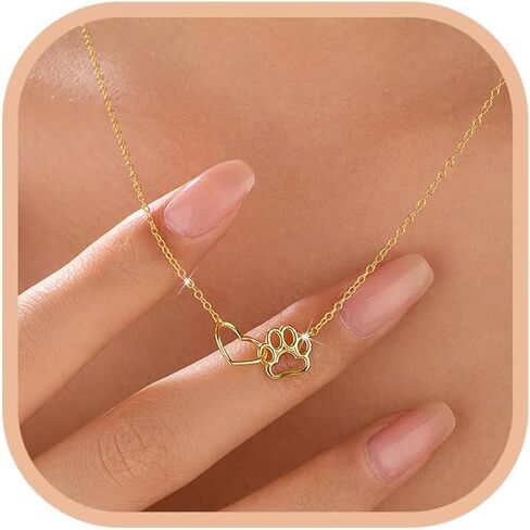 SUYACS 925 الفضة الاسترليني القط الكلب جرو الحيوانات الأليفة مخلب طباعة القلائد للنساء لذيذ 14K الذهب مطلي الحب القلب قلادة قلادة جوفاء الحيوان مخلب سحر سلسلة مجوهرات هدايا عيد ميلاد لابنة in Kuwait