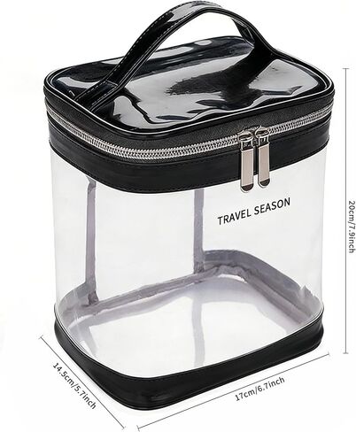 Clear Toiletry Bag with double zipper, waterproof PVC have portable handle for daily use,bathroom & toilet. Travel clear bag for Airport, Gym, Camping. 1 Pack (White) in Saudi Arabia
